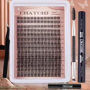 C Curve Cluster Faux Eyelash Set DIY Cluster Lashes 8-18mm for DIY Natural Look, Includes Tweezers and Glue for Daily Makeup and Parties, DIY Lash Clusters