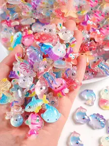 50pcs Cartoon Marine Animal Figurines, Resin Animal Sculptures, Luminous Marine Animal Resin Decorative Accessories, Suitable For Doll House Decoration, Fairy Garden Ornaments, Birthday Party Gifts, DIY Crafts, Interesting Small Accessories