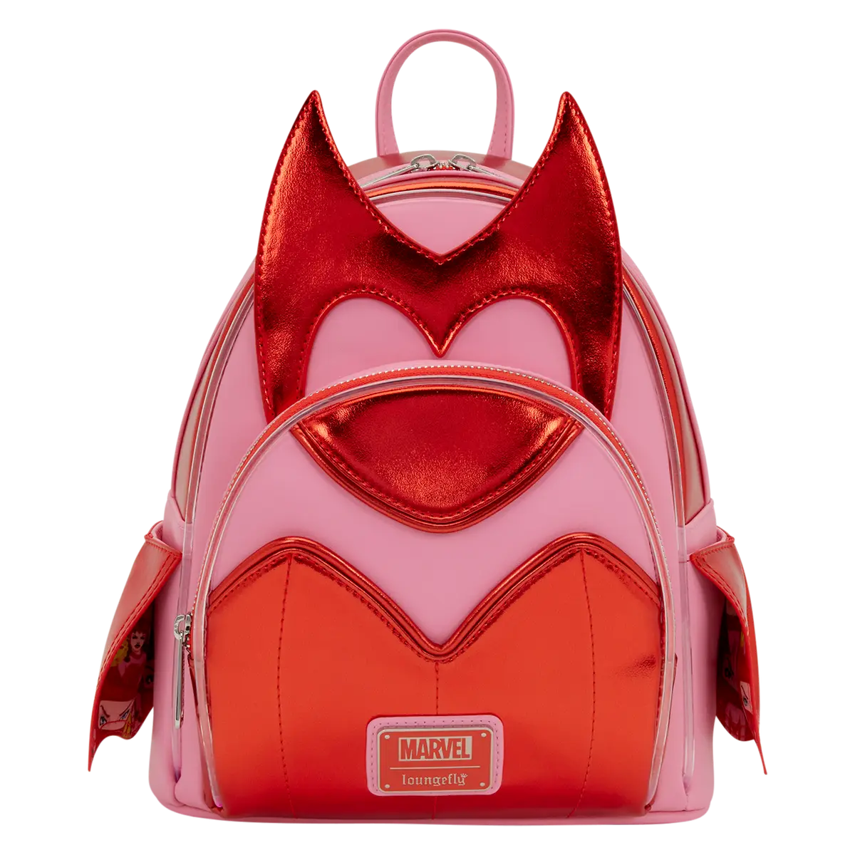 Loungefly Marvel Scarlet Witch Mini Backpack for Women with LED Lights, Metallic Polyurethane with Applique and Debossed Details, Mini Backpacks, Pack Bag, Wanda