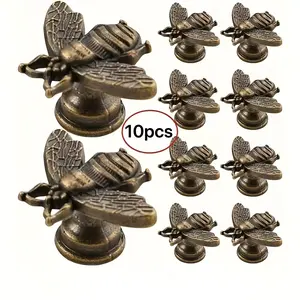10-Pack Vintage Bee Pull Handles, Polished Zinc Alloy Drawer Knobs, Elegant Bee Design, Durable and Stylish, Easy Installation, Ideal for Home Decor, Kitchen Hardware, Door Hardware