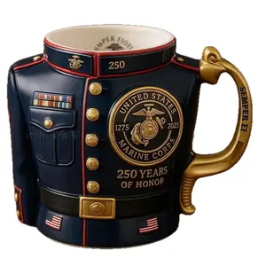 US Marine Corps Commemorative Mug 250th Anniversary Limited Edition Collector's Cup Military Uniform Ceramic Mug Semper Fi Sword Handle cup blue creative mug