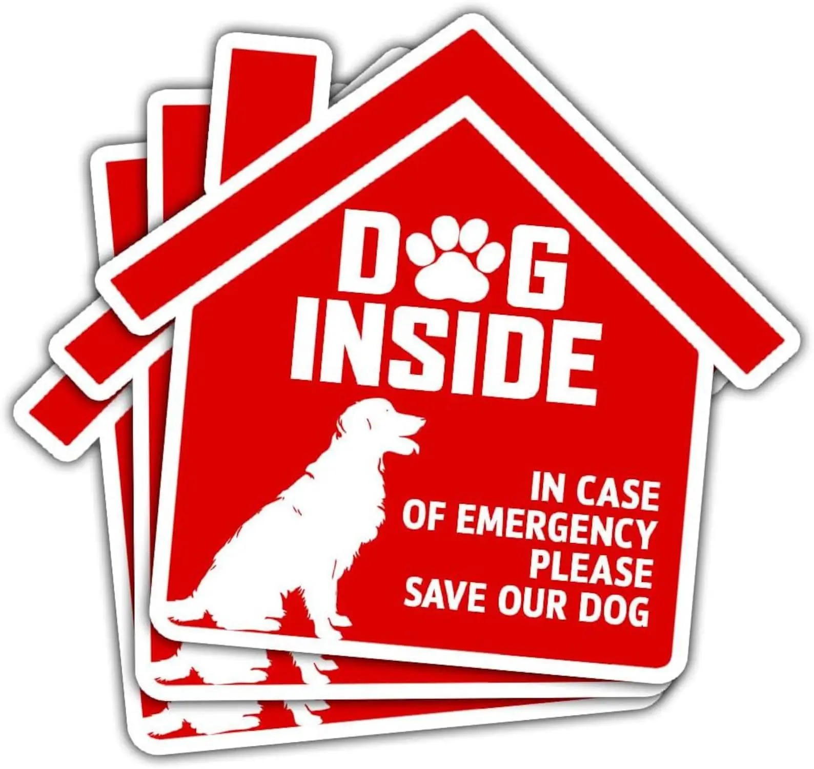 Set 3pcs Dog Inside in Case of Emergency Please Save Dog in House Fire Sticker, 3 inch Sticker for Laptop Water Bottle Book