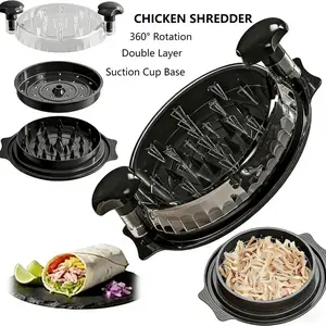 Large Double Layer Chicken Breast Shredder Tool| Visible Lid Meat Cutter with Anti-Slip Strip| Ergonomic Handle, BPA-Free| Ideal for Pork, Beef & Chicken| Kitchen Gadget, Dishwasher Safe