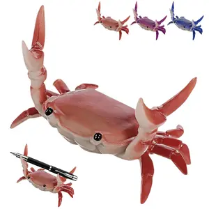 Crab Pen Holder Ornament 1 PCS Weightlifting PVC Crab Stand Realistic Crab Statue Office Stationery Cute Desktop Decoration for Home Office School