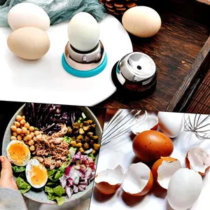 304 Stainless Steel Egg Piercer with Plastic Base, Manual Press Type Hole Puncher for Boiled Eggs & Steamed Eggs, Kitchen Tool