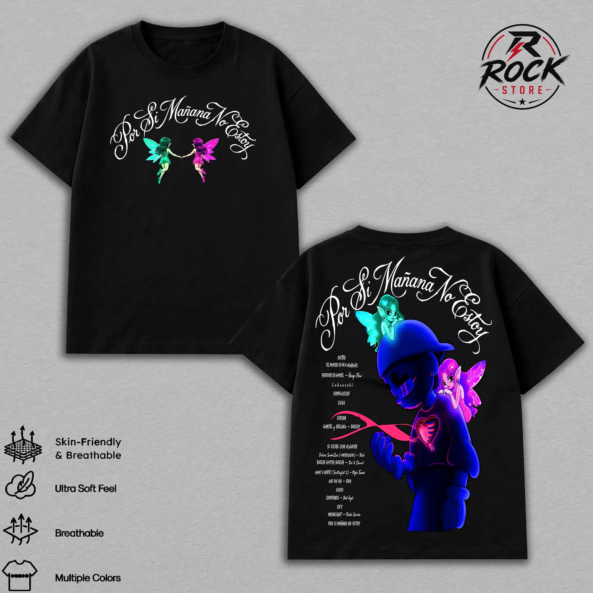 Por Si Mañana No Estoy Vintage Oversized Tee, Latin Music Graphic Tee, Sad Boy Streetwear Top T-Shirt, Heavyweight Cotton Double Sided Unisex Concert Merch Tee