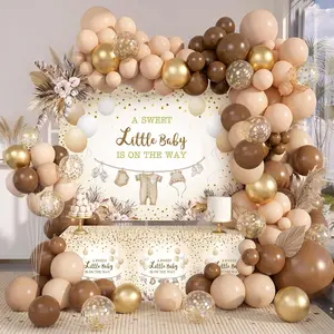 Gejoy Boho Neutral Baby Shower Decoration Set 172 Pcs a Sweet Little Baby Is on the Way Balloon Garland Arch Kit with Boho Backdrop Tablecloth for Gender Reveal Photo Props Party Suppli
