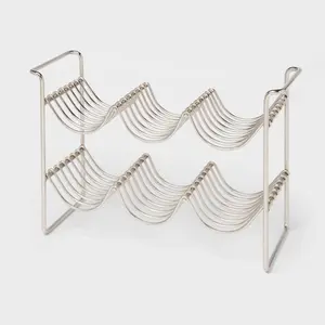 Threshold Iron Wine Rack Freestanding Brushed Nickel 6 Bottles Metal Wire