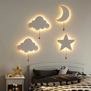 1 Piece LED Floating Night Light, Cloud Star Moon Butterfly Wall Lamp, Decorative Wall Light, Enchanting Whimsical Playful, Battery Powered, Nightlight For Bedroom, Bedroom Decor, Wedding Party Decoration