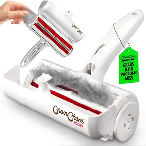 Roller Pet Hair Remover – Original Size Reusable Lint Roller for Cat & Dog Hair on Furniture, Couch, Carpet, Car, Rugs & Bedding – Portable, Eco-Friendly (White)