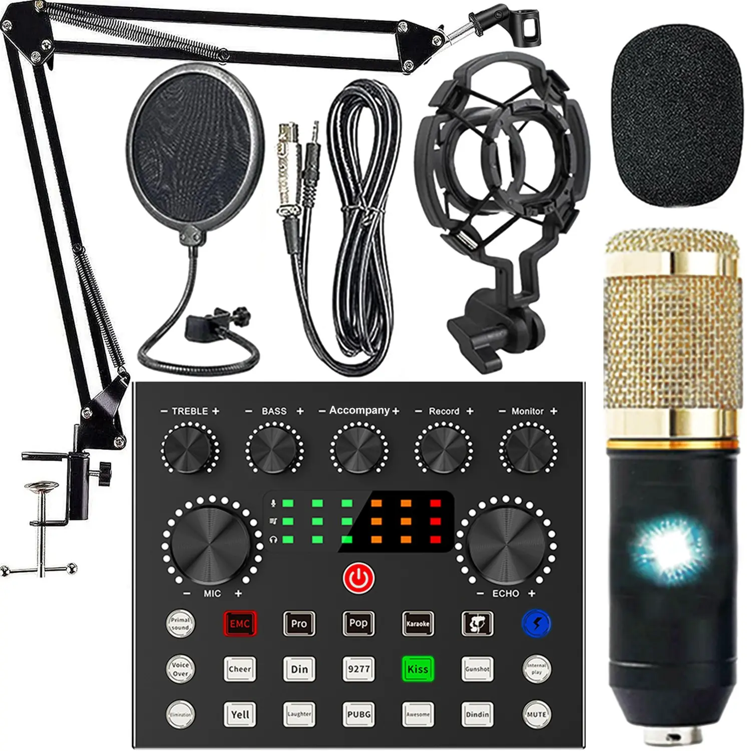 High Quality Audio Mixer Live Sound Card with Noise Canceling for Live Streaming Recording Podcast Gaming Singing Digital Sound Card