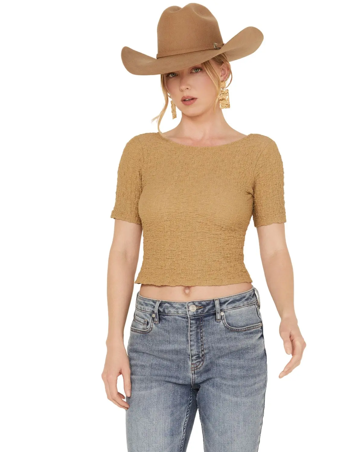 Sadie Women's And Sage Women'S Smocked Cropped Tee - Ag1203