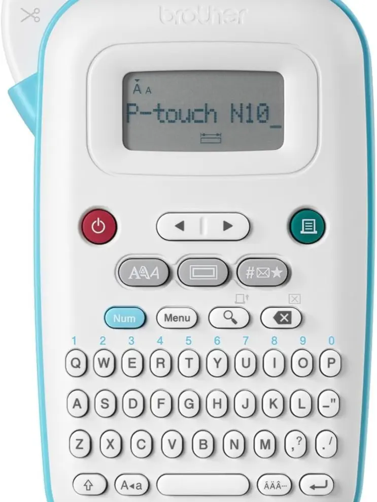 Brother P-Touch PT-N10 Portable Handheld Label Maker Thermal Label Printer with QWERTY Keyboard, Built-in Cutter, White