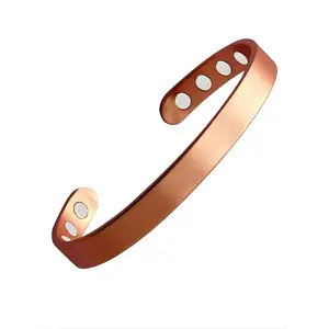 Unisex Simple Style Copper Bangle Bracelet, Trendy Minimalist Magnetic Cuff Bangle, All-match Vintage Jewelry As Birthday Gift for Friends, Elegant Minimalist Bangle