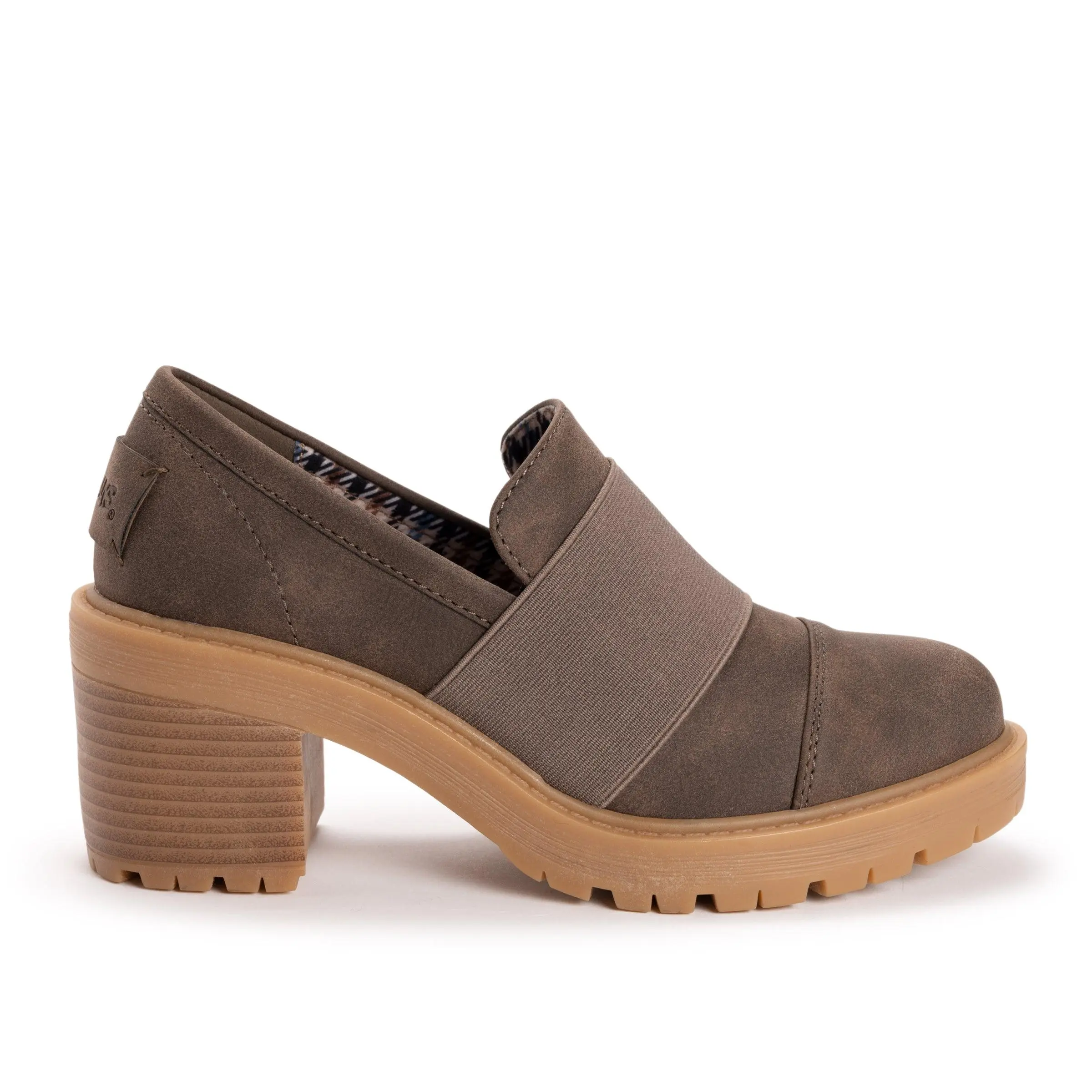 Muk Luks Women's Lucy Lettie Loafers, Chunky Platform Block Heel Slip-On Shoes in Synthetic PU Leather with Memory Foam for Comfortable Casual Walking, Walking Shoes, Footwear, Casual Flats