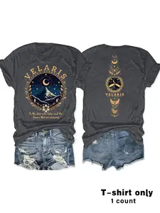 Women's Casual Short Sleeve T-Shirt, Acotar Ip Velaris Print, Soft Breathable Fabric, Round Neck, All Seasons Comfort
