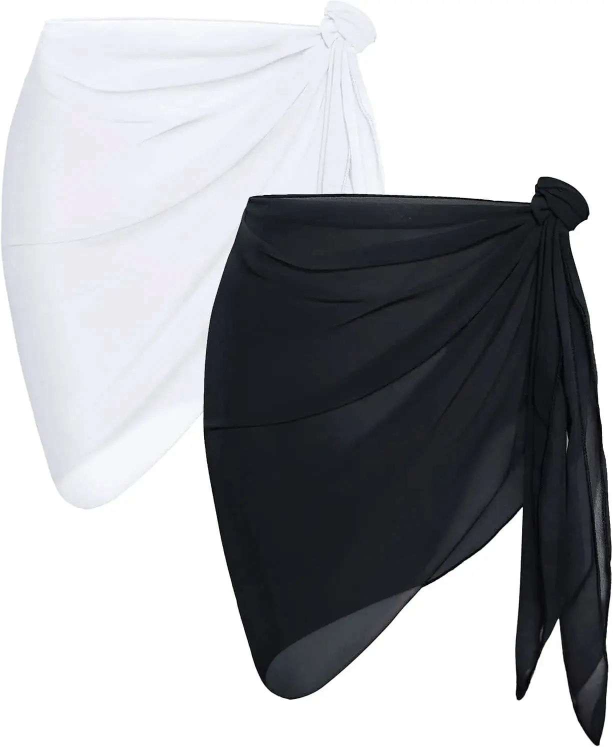 2 Pieces Women Beach Sarong Bathing Suit Wrap Skirt Sheer Bikini Swimsuit Cover Ups for Swimwear