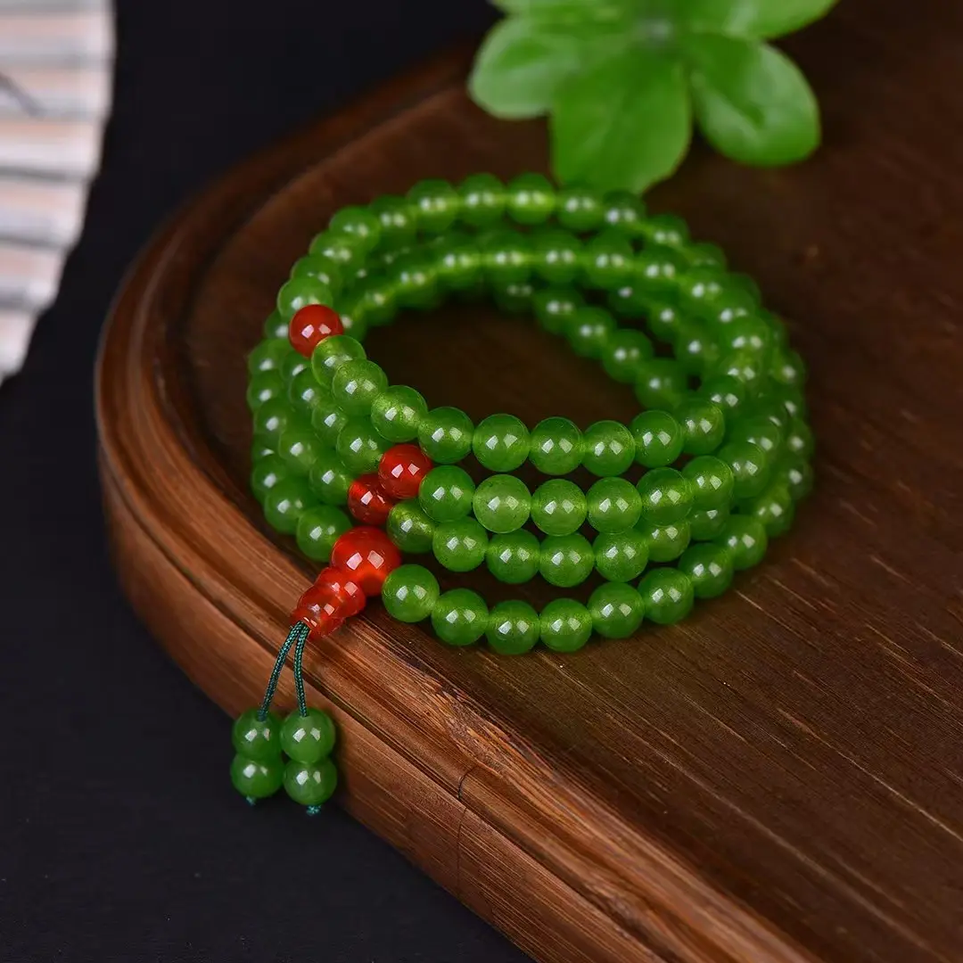 High Quality Green Jasper 108-Bead Taoist Mala Bracelet - Balance Yin-Yang, Attract Calm Energy, High Quality Bracelet
