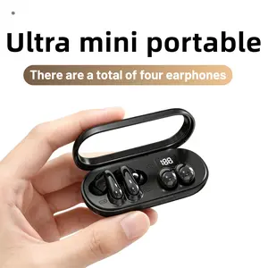 MSHUKCOE Mini Invisible Headphones Bluetooth True Wireless In-Ear Earphones with Built-in Mic Intelligent Touch ENC Noise Canceling IPX5 Waterproof for Sport Workout Running Gym summerwins
