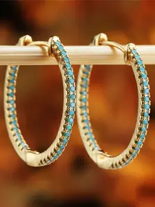 Fashion Sparking Minimalist Hoop Earrings  Synthetic Zirconia Inlay Elegant Simple Versatile  Design Engagement  Daily Wear Jewelry Accessory for All Seasons for Women & Girls