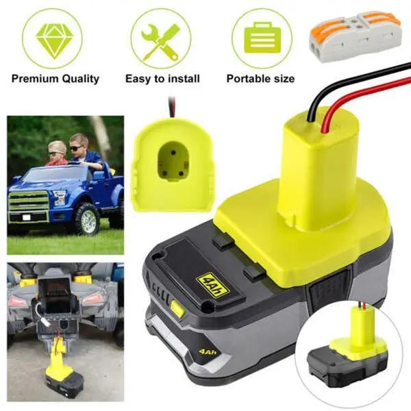 Battery Adapter Power Wheel Connector w/Wire for Ryobi One+ 18V Li-ion Battery