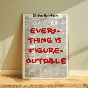 Everything is Figure-outable Poster, Trendy Wall Art, Retro Newspaper Print, Home Aesthetic, Printable Art, NY Art, Aesthetic Preppy Print - No Frame