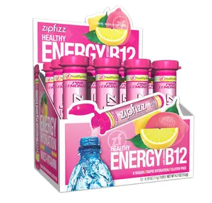 Zipfizz Daily Energy Drink Powder, Pink Lemonade, 12 Pack | 3-in-1 Sustained Energy, Rapid Hydration, and Essential Vitamins | Sugar-Free | Electrolyte Powder | Contains Vitamin B-12 & Antioxidants