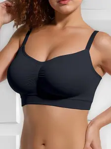 Seamless Sports Bra for Women, Soft Breathable Thin Straps, No Underwire, Medium Support, Multiway Bras, Fitted Style, All Seasons