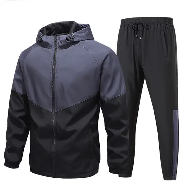 Men's 2-Piece Athletic Tracksuit | Hooded Jacket & Pants | Casual Sporty Style