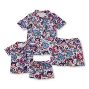 Kids Girl Cartoon Clothing Set Purple Summer Pajamas Set  GSSO2753