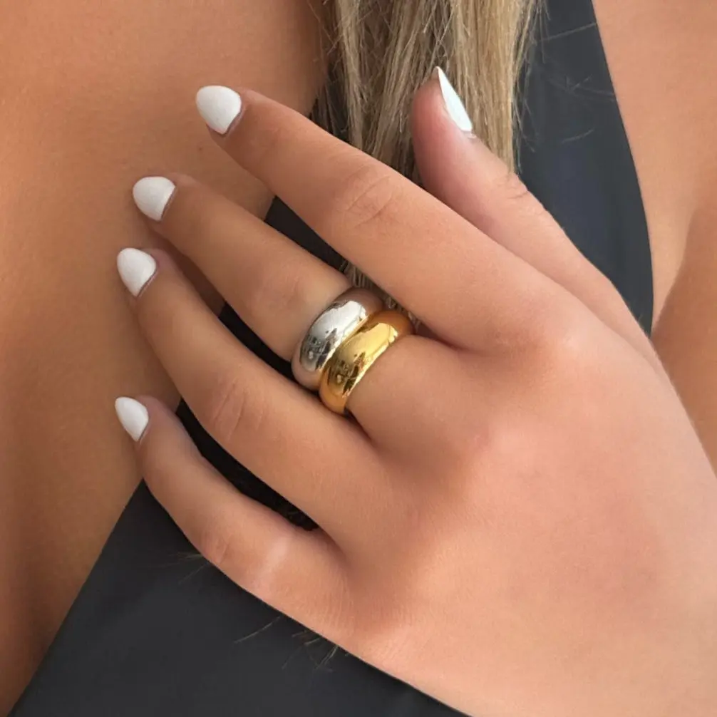 EVRY JEWELS Women's Multi-Size Interchangeable Flip-Side Ring - Gold or Silver Plated Stainless Steel, Hypoallergenic, Non-Tarnish, Tarnish-Proof Costume Jewelry for Daily Wear, Interchangeable Rings, Non Tarnish Jewelry