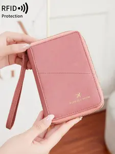 Solid Color Passport Case, Passport Cover, Passport Wallet, Multi-functional Zipper Travel Card Holder, RFID Blocking Card Holder, Fashion Travel Accessories, Travel Essentials