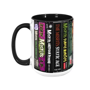 Misfits Horror Punk Cassette Mug, Retro Album Spines Coffee Cup, Danzig Era Fan Gift, Skull Rock Music Decor