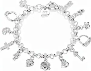 Mother Day Gift for Your Special Someone silver-colored alloy Thirteen Hanging Pieces Bracelet for Women, Elegant Gift Jewelry for Bracelets & Bangles Collection