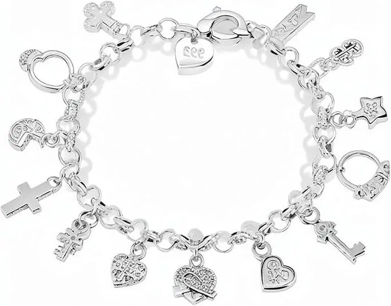 Halloween Fall Gift  for Your Special Someone silver-colored alloy Thirteen Hanging Pieces Bracelet for Women, Elegant Gift Jewelry for Bracelets & Bangles Collection