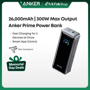 Anker Prime Power Bank, 20,100mAh/26,250mAh 3-Port Portable Charger with 220W/300W Max Output, Two-Way Charging, TSA-Approved, App Control, for MacBook, iPhone 17/16 Series, and More (Base Not Included)