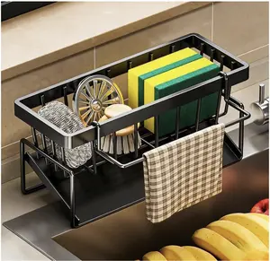 Stainless Steel Kitchen Sink Organizer – Sponge Holder & Dishcloth Storage Rack | Space Saving Sink Caddy