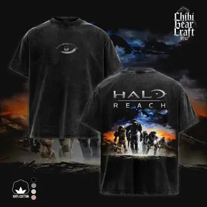 Halo Reach Noble Team Vintage Heavyweight Washed Tshirt & Hoodie - 100% Premium Cotton Comfort Fabric - Noble Six Squad Graphic Print Menswear Top, Remember Reach Space Soldier Streetwear Casual Straight Tee Gift for Gamer