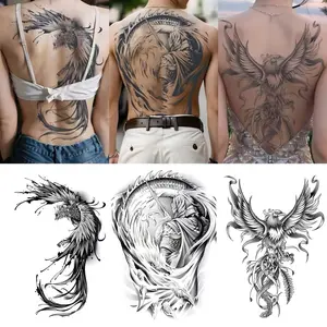 3 Sheets Large Size Back Tattoos, Waterproof High-Quality Realistic Art Design, Suitable for Adults Men and Women Holiday Halloween Tattoos