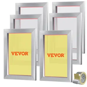 【Father's Day】VEVOR Screen Printing Kit, 6 Pieces Aluminum Silk Screen Printing Frames, 10x14inch Silk Screen Printing Frame with 156 Count Mesh, High Tension Nylon Mesh and Sealing Tape for T-shirts DIY Printing