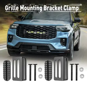 ANGU OFFROAD 2 Universal Side Mount Light Bar Bracket Grille Mount Front Lower Mesh Hidden Bumper Mounting Brackets for 6 to 20 inch LED Light Bar M6 M8 Bolt