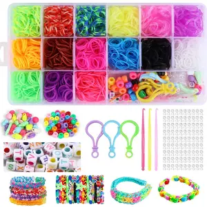 16-Grid Rubber Band Set, Weaving Rubber Bands for DIY Friendship Bracelet Making Kit, DIY Beads, Handmade Craft Kit, Holiday Gift, Jewelry Making, Bead Assortment