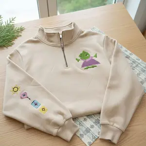 Embroidered Dress Lantern Zip Sweatshirt, Princess Embroidery Sweater, 2026 Trip Zip Sweatshirt, World Shirt