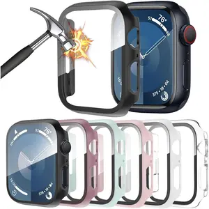 [6 Pack Case with Tempered Glass Screen Protector for Apple Watch 41mm Series 9, 8, 7, Ultra-Thin Full Coverage Hard PC Protective Face Cover for iWatch 41mm