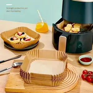100 non stick air fryer paper pads, insert square disposable paper pads, environmentally friendly and biodegradable, suitable for baking, roasting and deep frying, suitable for home, pan cupcake cake water pan airfryer papel Kitchenware Bakeware tiktoksho