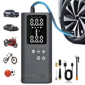 Portable Tire Inflator Air Compressor, Quick Wireless Air Pump, with Digital Display Screen, LED Light, USB Charging, Includes Multi-Function Nozzle Adapter, Lithium Battery, Suitable for Car, Motorcycle, Bicycle Tires, Balls, Car Parts, Sports Balls