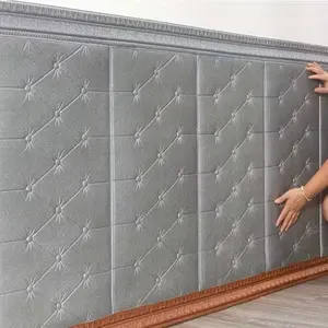 4pcs 3D Self-Adhesive Xpe Foam Wallpaper, Bedside Anti-Collision Soft Packaging Wall Stickers, Reusable and Cuttable, Bedroom and Living Room Decor