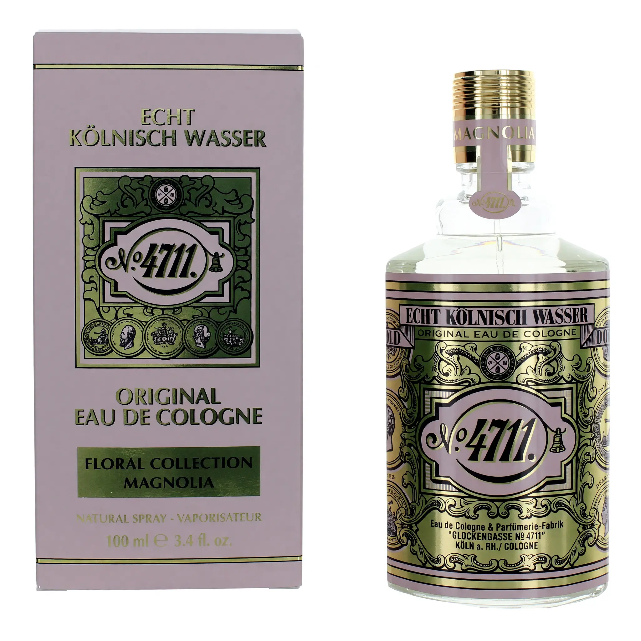 4711 Floral Collection Magnolia Eau De Cologne, A Unisex Spicy Citrus and Floral Scent with Jasmine Notes, 3.4 oz Spray Bottle, Unisex Fragrance, 3.4Oz, Floral-Citrus