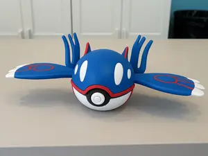 Kyogre - 3D Printed Pokeball Model Art Toy Yellow & Black Design Collectible Figure 3 Inch  Enthusiast Gift