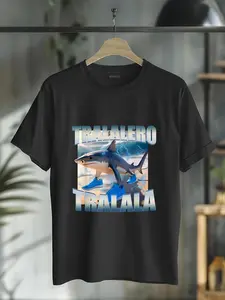 100% Cotton Unisex Tralalero Tralala Bootleg Brainrot Italian Brainrot Meme T-Shirt casual Fashion graphic tees for women